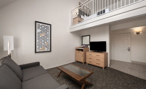 Bedroom with fireplace